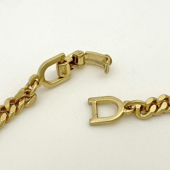 Christian Dior Logo Rhinestone Bracelet CD Oval Bangle GP Gold - Picture 3 of 4